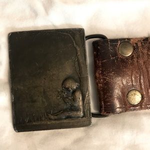 Rare vintage leather detailed belt with buckle